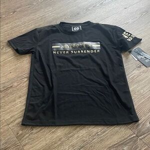 NWT CR-24 Never Give In Never Surrender Boys Black Graphic T-Shirt 10-12